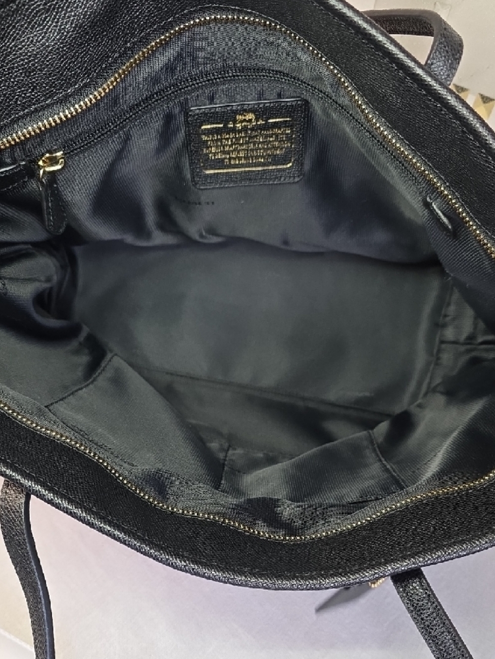 Coach Black Pebbled Leather Tote - Picture 6 of 10